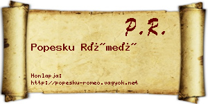 Popesku Rómeó névjegykártya